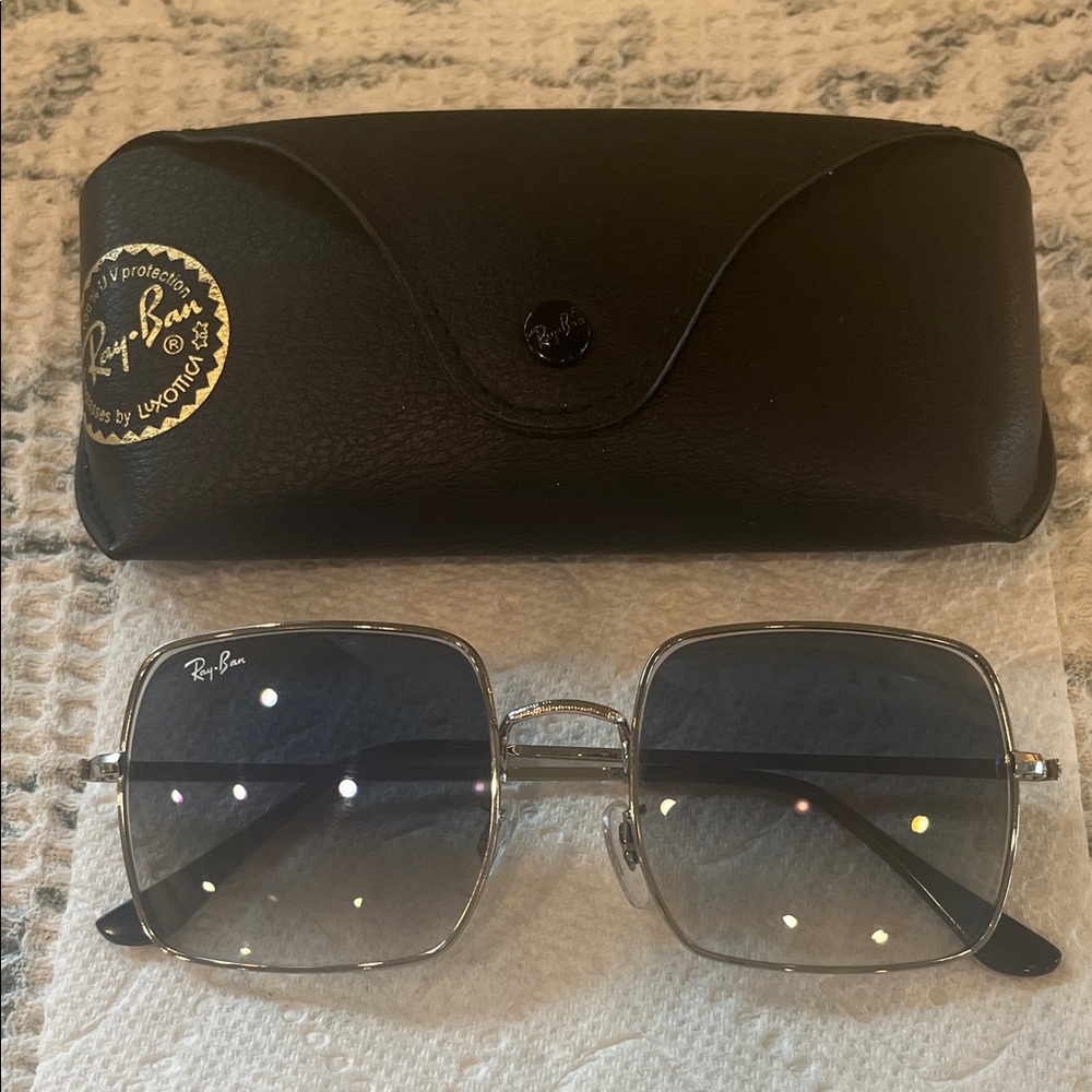 Ray-Ban Black and Silver Square Sunglasses